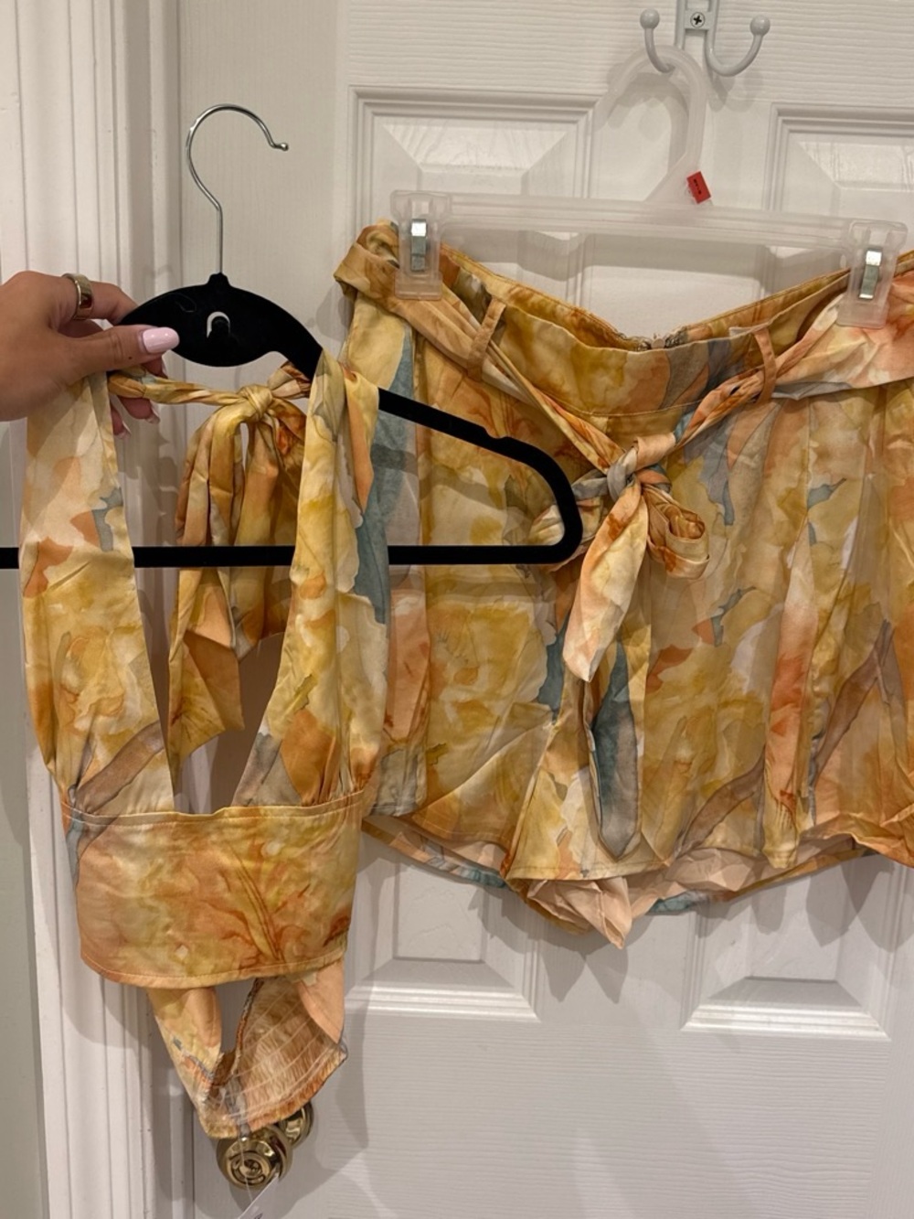 12th Tribe Yellow Floral Tie-Front Mini Skirt